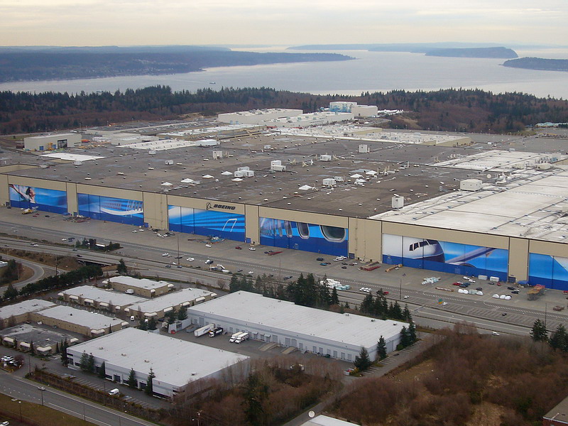 Továrna Boeing  v Paine Field, místo, kde byly provedeny s  B747-8 jejich první testy ( Foto ©: Maurice King )