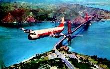 Lockheed 188 Electra Western Airlines nad Golden Gate Bridge (vydáno společností)